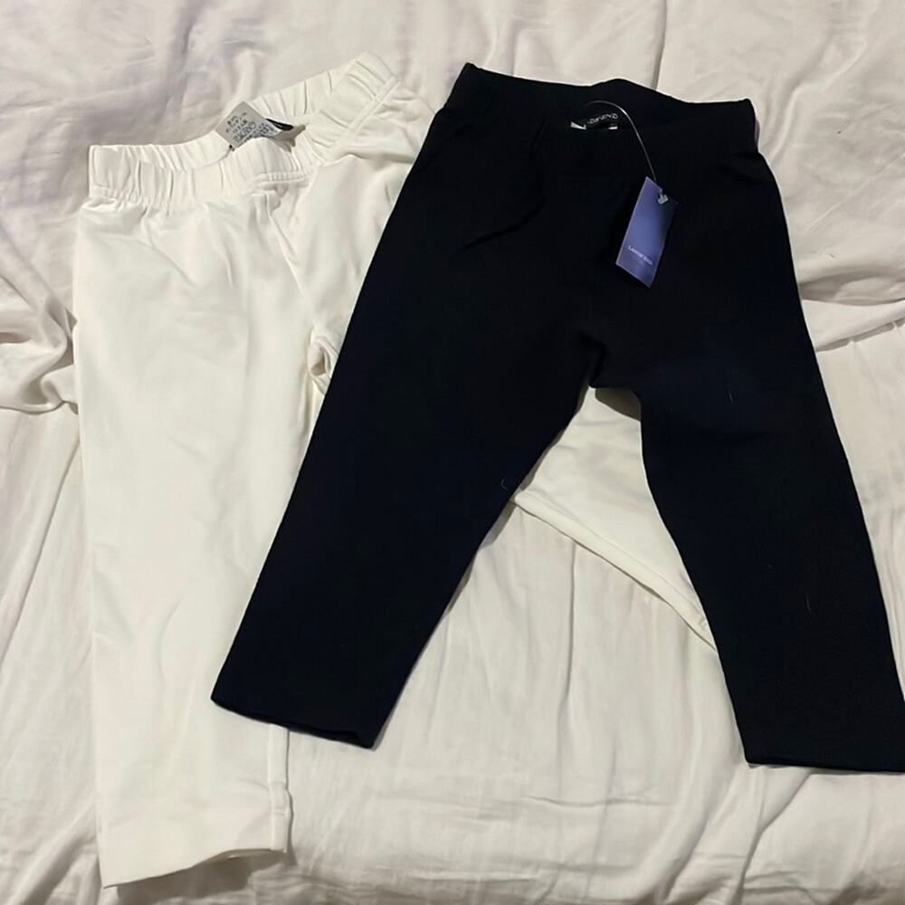 Lands end m 5/6 capri leggings black pair white pair nwt nwot perfect unworn